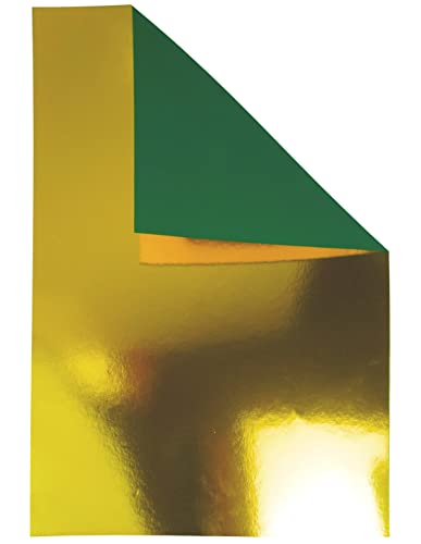 Netuno 50x Spiegelkarton Gold Grün einseitig bedruckt DIN A3 297 x 420 mm 260g Mirror Gold Effekt-Papier Metallic Spiegel Papier Gold zum Basteln Effektkarton Spiegel goldene Pappe zum Basteln von Netuno