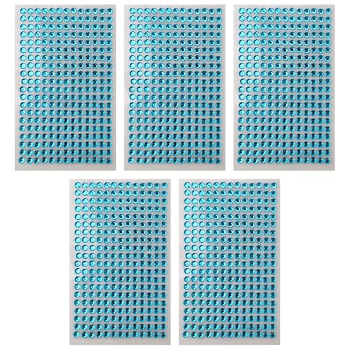 Netuno 5x 260 Stück Glitzersteine selbstklebend Blau 6 mm selbstklebende Deko-Steine farbig kleine Schmucksteine zum Aufkleben Basteln Dekorieren Strasssteine bunte Kristalle Aufkleber von Netuno