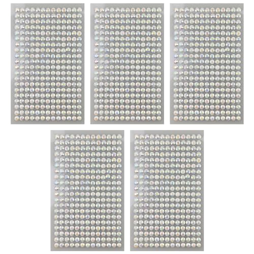 Netuno 5x 260 Stück Glitzersteine selbstklebend Creme 6 mm selbstklebende Deko-Steine farbig kleine Schmucksteine zum Aufkleben Basteln Dekorieren Strasssteine bunte Kristalle Aufkleber von Netuno