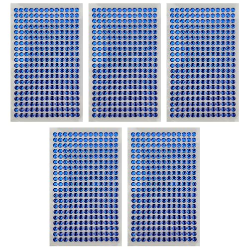 Netuno 5x 260 Stück Glitzersteine selbstklebend Dunkelblau 6 mm selbstklebende Deko-Steine farbig kleine Schmucksteine zum Aufkleben Basteln Dekorieren Strasssteine bunte Kristalle Aufkleber von Netuno