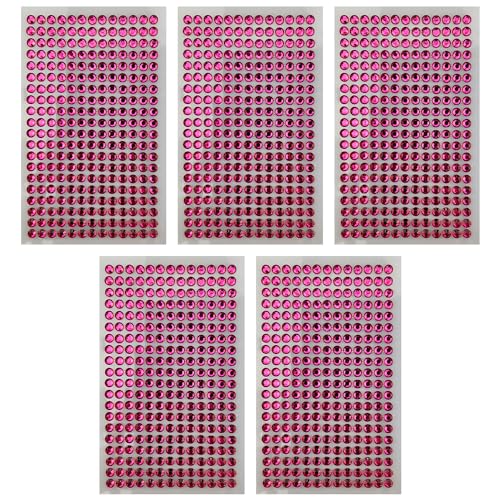 Netuno 5x 260 Stück Glitzersteine selbstklebend Fuchsia 6 mm selbstklebende Deko-Steine farbig kleine Schmucksteine zum Aufkleben Basteln Dekorieren Strasssteine bunte Kristalle Aufkleber von Netuno