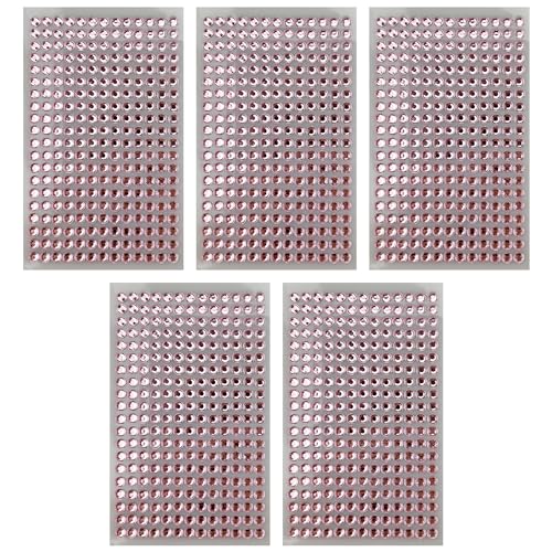 Netuno 5x 260 Stück Glitzersteine selbstklebend Hellrosa 6 mm selbstklebende Deko-Steine farbig kleine Schmucksteine zum Aufkleben Basteln Dekorieren Strasssteine bunte Kristalle Aufkleber von Netuno