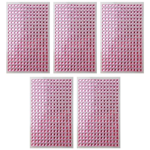 Netuno 5x 260 Stück Glitzersteine selbstklebend Rosa 6 mm selbstklebende Deko-Steine farbig kleine Schmucksteine zum Aufkleben Basteln Dekorieren Strasssteine bunte Kristalle Aufkleber von Netuno