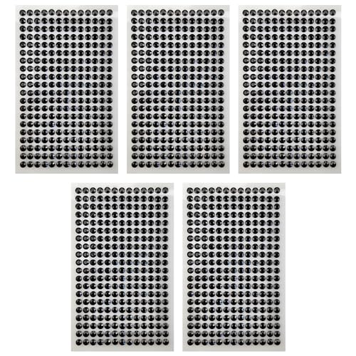 Netuno 5x 260 Stück Glitzersteine selbstklebend Schwarz 6 mm selbstklebende Deko-Steine farbig kleine Schmucksteine zum Aufkleben Basteln Dekorieren Strasssteine bunte Kristalle Aufkleber von Netuno