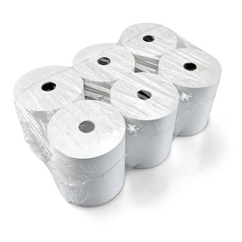 Netuno 6 Thermorollen 80 mm x 13 mm x 80 m BPA Frei Kassenrollen Weiß Thermopapier Bonrollen Additionsrollen Thermo-Bonrollen für Kassen-Drucker Bondrucker Papierrollen für Kassen von Netuno