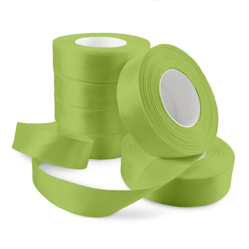 Netuno 6x Satinband Apfelgrün 25 mm x 32 m Schleifenband bunt Geschenkband farbig Dekoband Stoffband Satinrolle Satinbänder Schleife Geschenk Verpacken Dekoration Satinband Rolle ribbon silk von Netuno