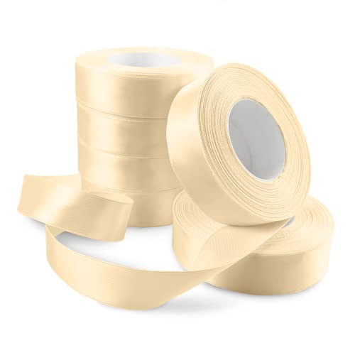 Netuno 6x Satinband Cappuccino 25 mm x 32 m Schleifenbänder bunt Geschenkbänder farbig Dekobänder Stoff Geschenk Schleife Satinrolle Polyester Soffbänder Schmuck Bänder farbig silk ribbon von Netuno