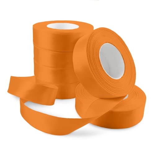 Netuno 6x Satinband Dunkelorange 25 mm x 32 m Schleifenband Geschenkband Dekoband Stoffband bunt Satinrolle farbig Bänder zum Basteln für Hochzeit Taufe Geburtstag Weihnachten Ostern Geschenk von Netuno