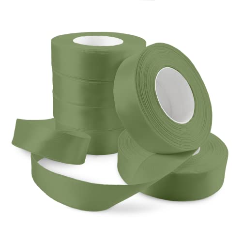 Netuno 6x Satinband Khakigrün 25 mm x 32 m Schleifenbänder bunt Geschenkbänder farbig Dekobänder Stoff Geschenk Schleife Satinrolle Polyester Soffbänder Schmuck Bänder farbig silk ribbon von Netuno