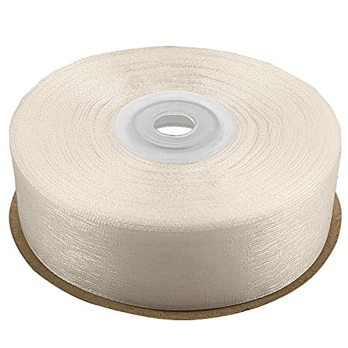 Netuno Schleifenband 25mm x 32m Farbe ecru Dekoband Geschenkband Organzaband Chiffon-Stoff für Dekoration DIY Basteln Handwerk Hochzeit Party Geschenke Verpackung von Netuno