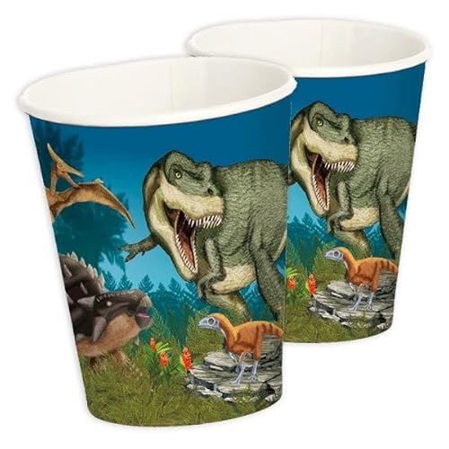 Neu 2019: 8 Party-Becher * Dinosaurier & T-Rex * für Kindergeburtstag und Motto-Party | 11357 | Dinos Kinder Geburtstag Pappteller Motto von Neu 2019: