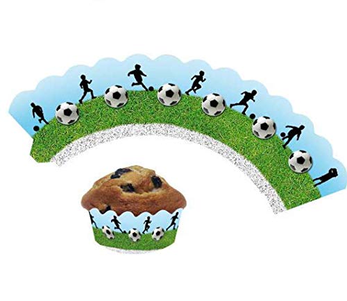 12 Cupcake Banderolen * Fussball * für Kinderparty und Kindergeburtstag von DH-Konzept | Kinder Cup Cake Muffins Party Set von Neu: