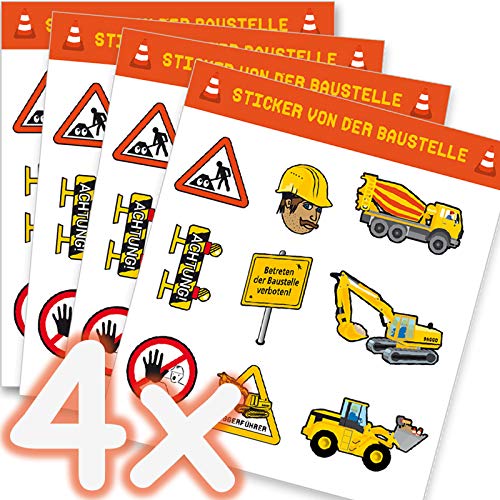 Neu: 36-teiliges Sticker-Set * Baustelle * als Mitgebsel, als Geschenk oder zum Basteln | Bauarbeiter Aufkleber Bilder Kinder Kindergeburtstag Geburtstag von Neu: