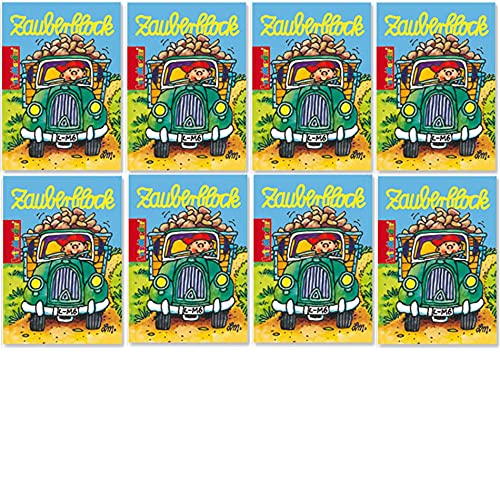 Neu: 8 x Zauberblöckchen * FAHRZEUGE * in DIN A8 plus Buntstifte im Set | Zauberblock Mitgebsel für Kindergeburtstag | Kinder lieben diese Auto Malbücher von Neu: