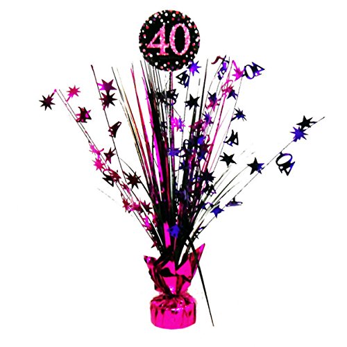 Neu: Tisch-Dekoration * Magenta Sparkling * für den 40. Geburtstag | vierzig Jahre Centerpiece Deko Happy Birthday Set rosa Glitzer schwarz von Neu: