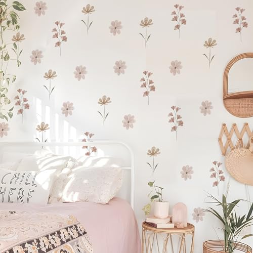 Neukids Boho Aquarell rosa Gänseblümchen Kinder Wandaufkleber, Mädchen Wandtattoo Kinderzimmer Aufkleber für Kinder Schlafzimmer Wohnzimmer Kindergarten Fenster Wanddekoration von Neukids