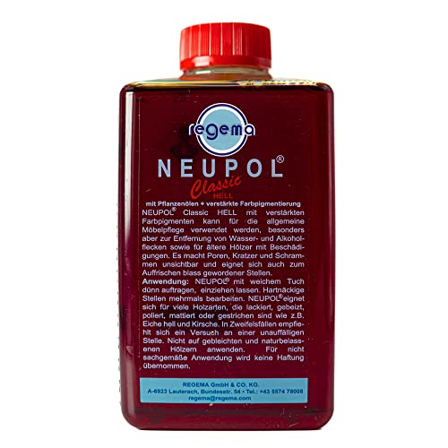 Neupol Hell Classic Holzöl [500ml] Pflegeöl für Holzmöbel Innen Parkett Öl Holzöl farblos Echtholz Furnier Möbelpolitur Holz Holz Öl von Neupol