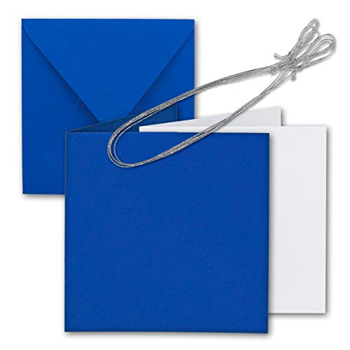 25x Quadratisches Faltkarten Set 15 x 15 cm - mit Briefumschlägen & Einlegeblätter & Schmuckband - Royal-Blau - für Einladungskarten, Hochzeit, Weihnachten - von GUSTAV NEUSER von NEUSER PAPIER