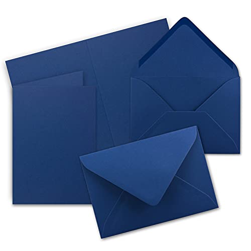 Faltkarten Set mit Brief-Umschlägen DIN A6 / C6 in Dunkelblau/Nachtblau - 250 Sets - 14,8 x 10,5 cm - Premium Qualität - Serie FarbenFroh von FarbenFroh by GUSTAV NEUSER