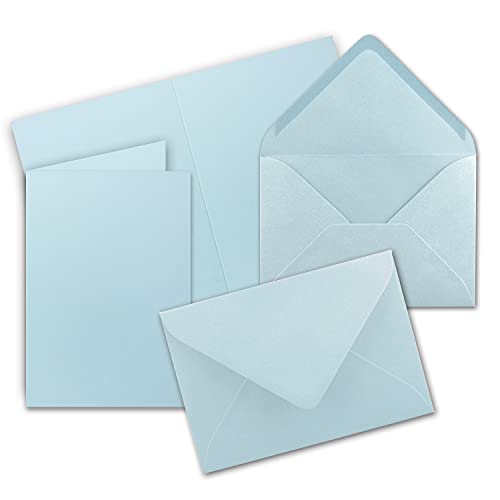 Faltkarten Set mit Brief-Umschlägen DIN A6 / C6 in Hellblau/Babyblau - 25 Sets - 14,8 x 10,5 cm - Premium Qualität - Serie FarbenFroh von FarbenFroh by GUSTAV NEUSER