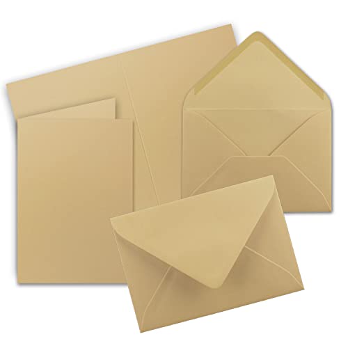 Faltkarten Set mit Brief-Umschlägen DIN A6 / C6 in Karamel - 25 Sets - 14,8 x 10,5 cm - Premium Qualität - Serie FarbenFroh von FarbenFroh by GUSTAV NEUSER