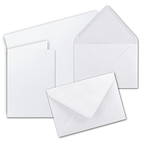 Faltkarten Set mit Brief-Umschlägen DIN A6 / C6 in Kristallweiß - 200 Sets - 14,8 x 10,5 cm - Premium Qualität - Serie FarbenFroh von FarbenFroh by GUSTAV NEUSER