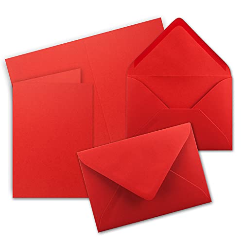 Faltkarten Set mit Brief-Umschlägen DIN A6 / C6 in leuchtendes Rot - 25 Sets - 14,8 x 10,5 cm - Premium Qualität - Serie FarbenFroh von FarbenFroh by GUSTAV NEUSER