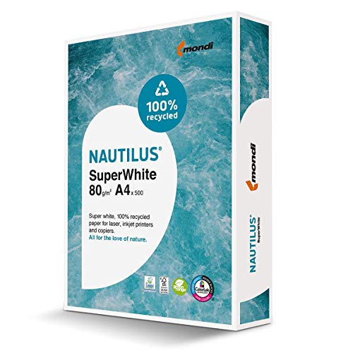 Neusiedler Mondi Recycling-Papier Premium, Recycling-Druckerpapier Nautilus Superwhite 80 g/m ² A4, 500 Blatt von HP