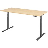 BaseLite elektrisch höhenverstellbarer Schreibtisch ahorn rechteckig, T-Fuß-Gestell grau 180,0 x 80,0 cm von BaseLite