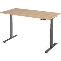 Base Lite elektrisch höhenverstellbarer Schreibtisch eiche rechteckig, T-Fuß-Gestell grau 160,0 x 80,0 cm von Neutral