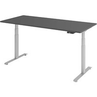 BaseLite elektrisch höhenverstellbarer Schreibtisch grafit rechteckig, T-Fuß-Gestell silber 180,0 x 80,0 cm von BaseLite