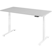 Base Lite elektrisch höhenverstellbarer Schreibtisch lichtgrau rechteckig, T-Fuß-Gestell weiß 160,0 x 80,0 cm von Neutral