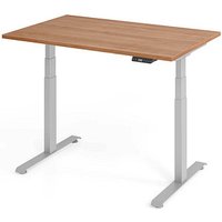 BaseLite elektrisch höhenverstellbarer Schreibtisch nussbaum rechteckig, T-Fuß-Gestell silber 120,0 x 80,0 cm von BaseLite