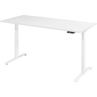 BaseLite elektrisch höhenverstellbarer Schreibtisch weiß rechteckig, T-Fuß-Gestell weiß 180,0 x 80,0 cm von BaseLite