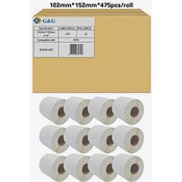 Etikettenrollen für Etikettendrucker ersetzt Zebra 800264-155 weiß, 102,0 x 152,0 mm, 12 x 475 Etiketten von Neutral