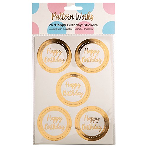 Neviti Pattern Works Sticker Happy Birthday, Gold von Neviti