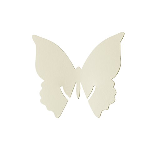 Neviti Tischkarte Schmetterling auf Glas, Papier, Klassisches Elfenbein, 7.7 x 7.8 x 0.1 cm, 10 von Neviti