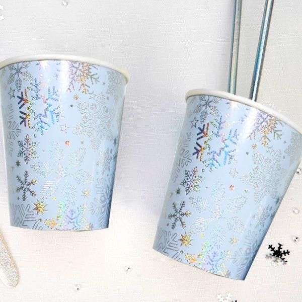 Winterbecher mit glitzernden Schneeflocken, 8 Stk, Vol. 230ml von Neviti