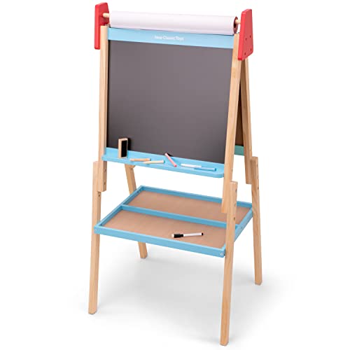 New Classic Toys 11601 Children's All-in-1 Drawing Easel Verstellbare Staffelei aus Holz – kreative Kunststation für Kinder, Blue, 559 x 507 x 1140mm von New Classic Toys