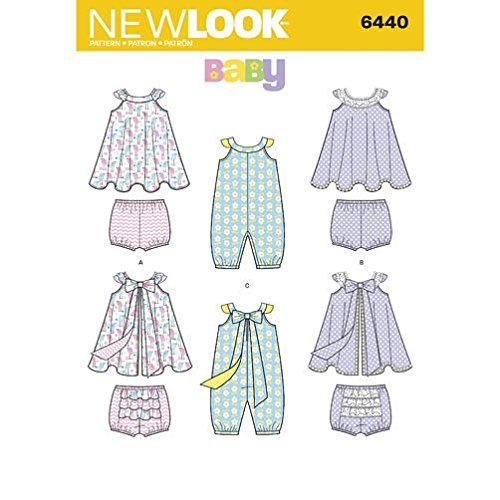 NEW LOOK Patterns Baby Strampler und Sommerkleid mit Höschen Größe A (NB-S-M-L) 6440 / S0185 von New Look