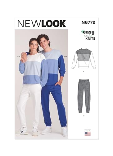 NEW LOOK UN6772A Unisex Strickoberteil und Hose Größe S-M-L-XL-XXL von New Look