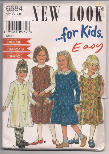 New Look 6584 - for Kids - Modest A-Line Dress or Jumper with Collar Variations Size A 3-8 by von New Look