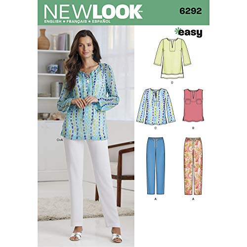 New Look Damen Schnittmuster 6292, Tunika und Hosen, Gr. A, Mehrfarbig von New Look