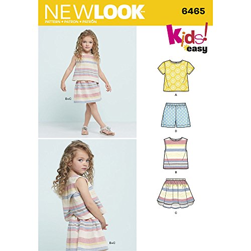 New Look Schnittmuster 6465 / S0877 Kinder-Top, Rock und Shorts, Größe A (3-4-5-6-7-8) von New Look