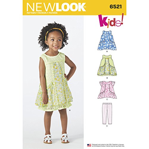 New Look Schnittmuster D0606/6521 – Kleid für Kleinkinder, Tunika und Hose, A (1/2-1-2-3-4) von New Look