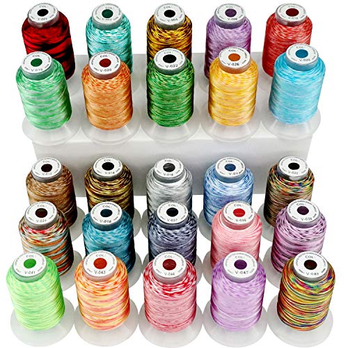 New brothread 25 Multi Farben Polyester Maschinen Stickgarn 500M (550Y) für Brother/Janome/Singer/Babylock/Kenmore/Bernina/Husqvaran Stickereimaschine von New brothread