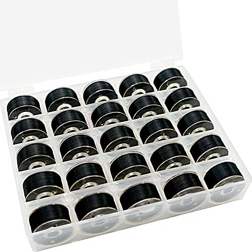 New brothread 25pcs/pack Schwarz 70D/2 (60WT) Bobbin Thread Vorgewickelten Spulen Unterfaden Kunststoff Größe A SA156 für Stickerei und Nähmaschine Brother/Babylock/Janome/Singer/Kenmore von New brothread