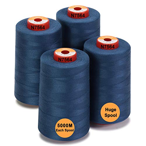 New brothread - 28 Optionen - 4 Große Konen 5000M Allzweck Polyester Nähgarn 40S/2 (Tex27) zum Nähen, Quilten, Patchwork, Serger und Overlock - Blue Moon von New brothread