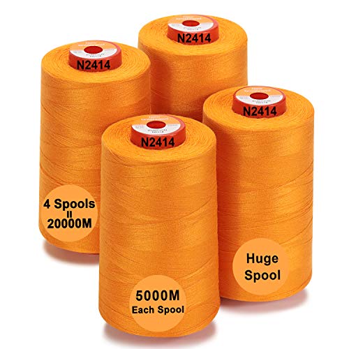 New brothread - 28 Optionen - 4 Große Konen 5000M Allzweck Polyester Nähgarn 40S/2 (Tex27) zum Nähen, Quilten, Patchwork, Serger und Overlock - Pumpkin von New brothread