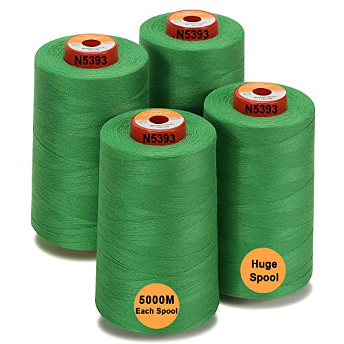 New brothread - 28 Optionen - 4 Große Konen 5000M Allzweck Polyester Nähgarn 40S/2 (Tex27) zum Nähen, Quilten, Patchwork, Serger und Overlock - Shamrock von New brothread